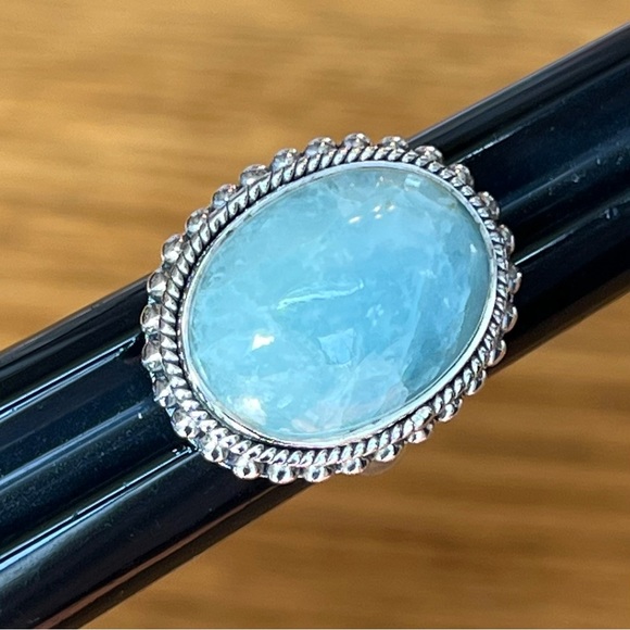 ⭐️ Doug Paulus DP Sterling Silver Milky Aquamarine
Statement Ring Sz 7.25 - Picture 5 of 12